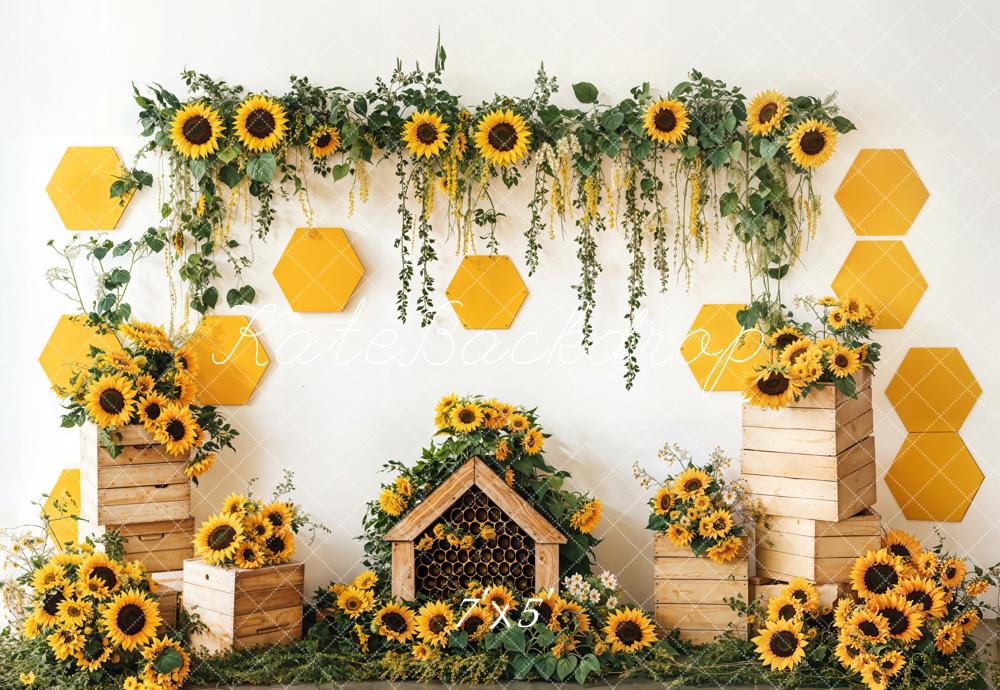 Kate Spring Sunflower Garden Honeycomb Backdrop Designed by Emetselch -UK