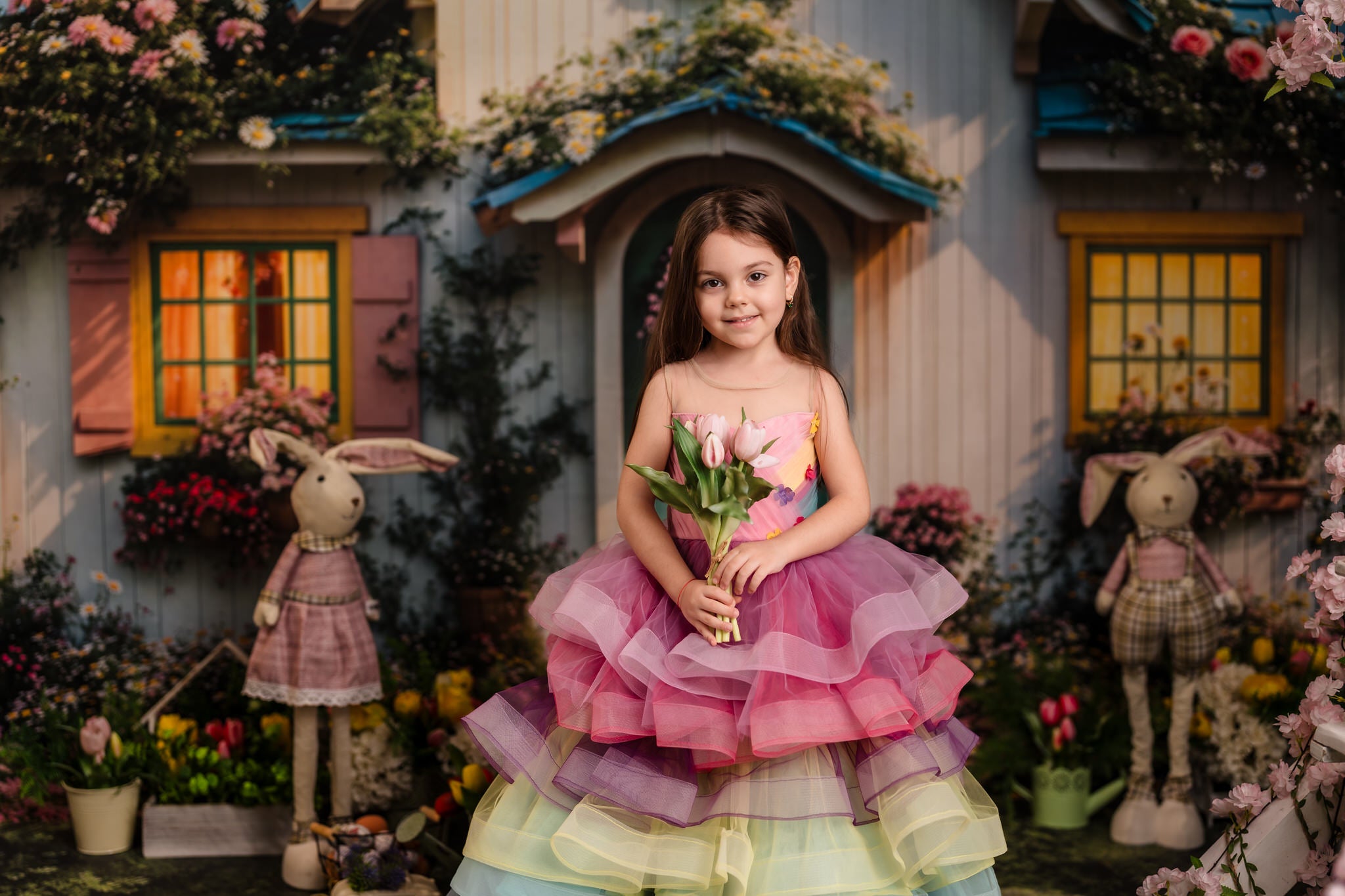 Kate Spring Cottage Garden Floral Backdrop+Pathway Floor Backdrop -UK