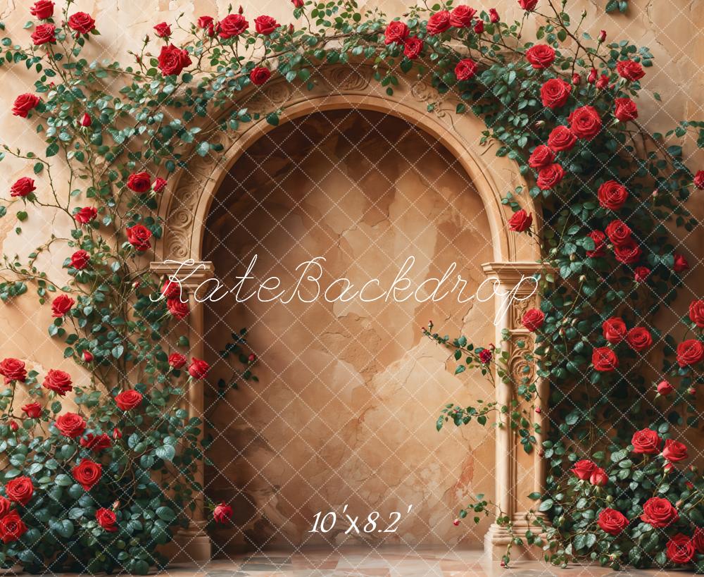 Lightning Deals Kate Valentine Rose Arch Flower Brown Backdrop Designed by Emetselch -UK