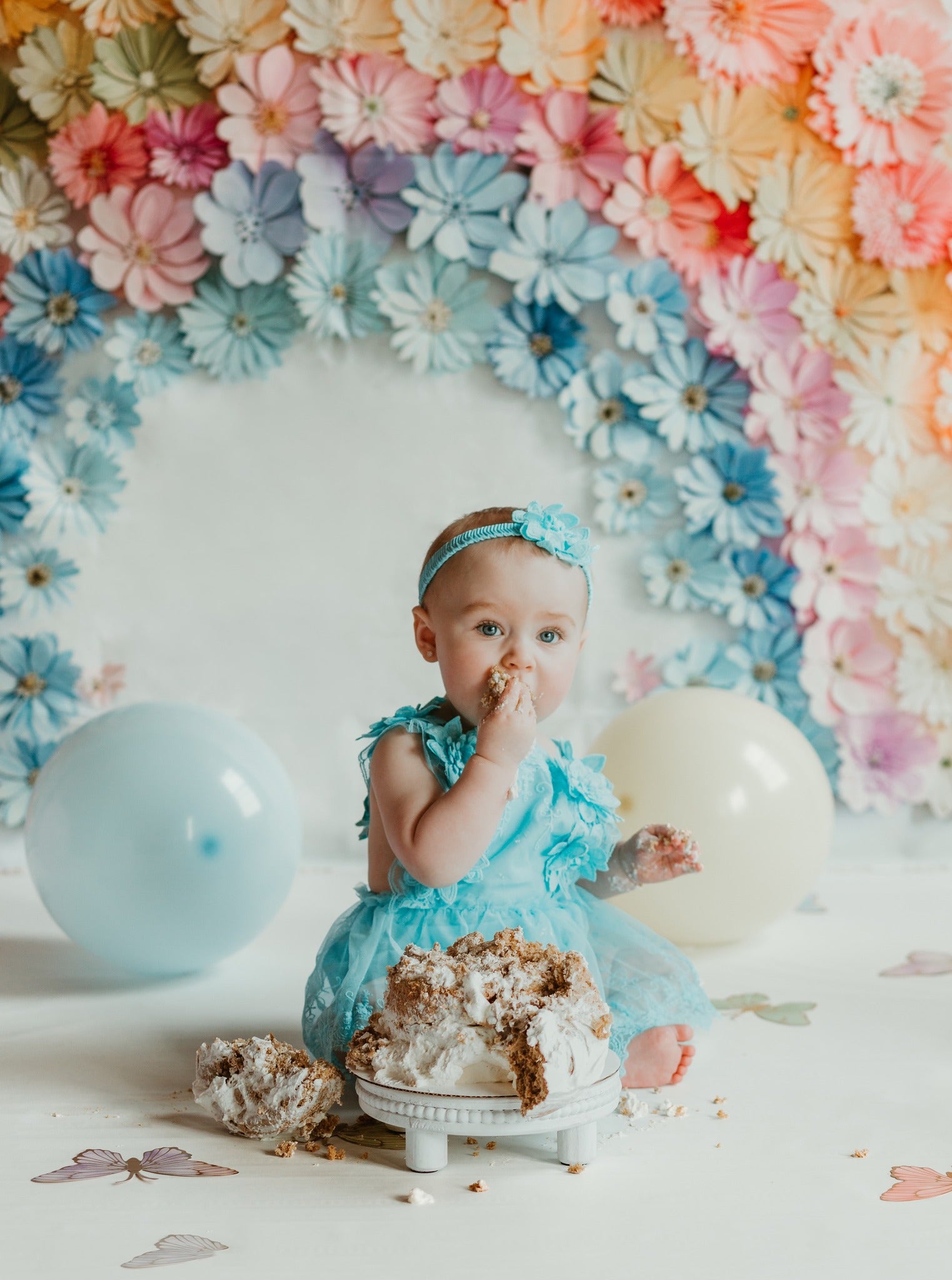 Kate Cake Smash Rainbow Butterfly Backdrop Designed by Kerry Anderson -UK
