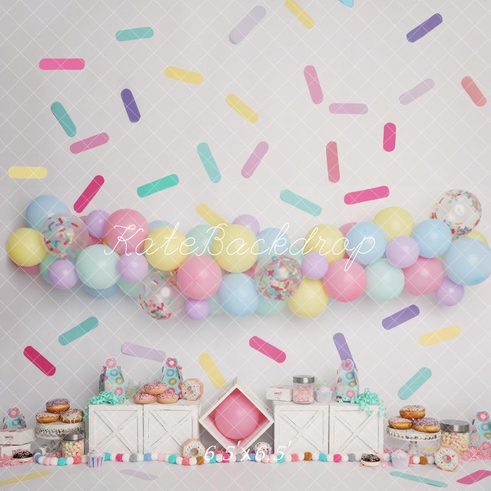 Kate Cake Smash Pastel Donut Balloons Backdrop Designed by Melissa King -UK