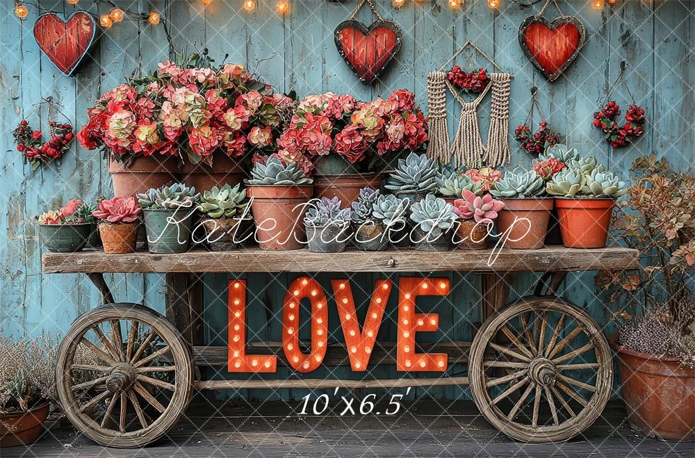 Kate Valentine Love Floral Cart Backdrop Designed by Laura Bybee -UK