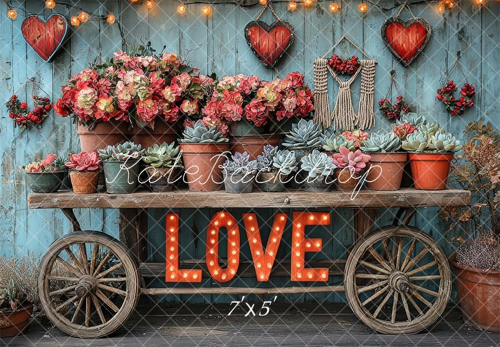 Kate Valentine Love Floral Cart Backdrop Designed by Laura Bybee -UK