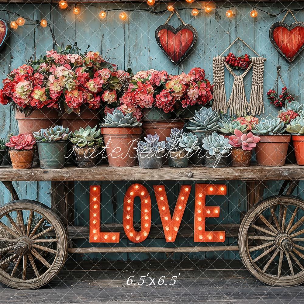 Kate Valentine Love Floral Cart Backdrop Designed by Laura Bybee -UK