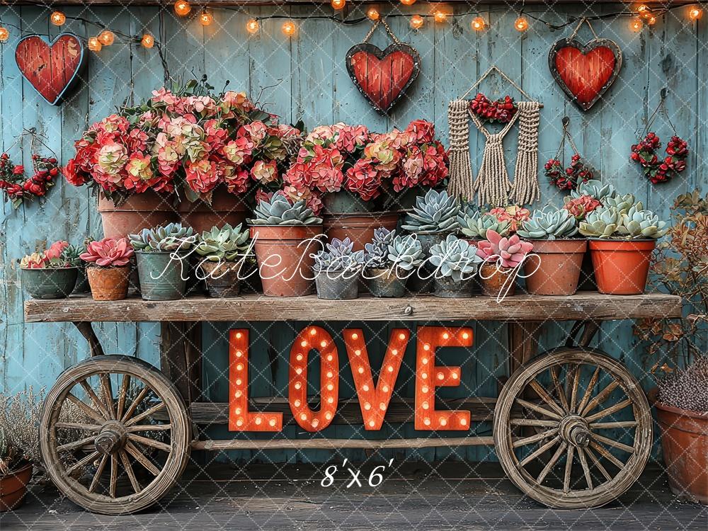Kate Valentine Love Floral Cart Backdrop Designed by Laura Bybee -UK