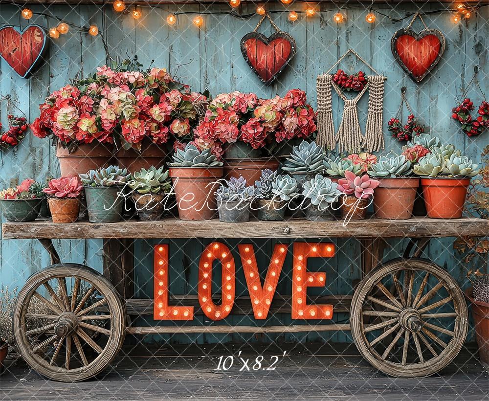 Kate Valentine Love Floral Cart Backdrop Designed by Laura Bybee -UK