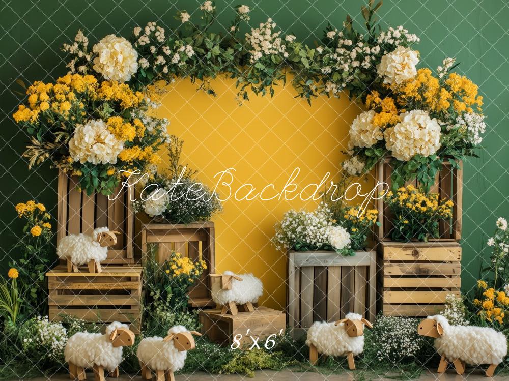 Kate Spring Flower Arch Sheep Yellow Backdrop Designed by Patty Robert -UK