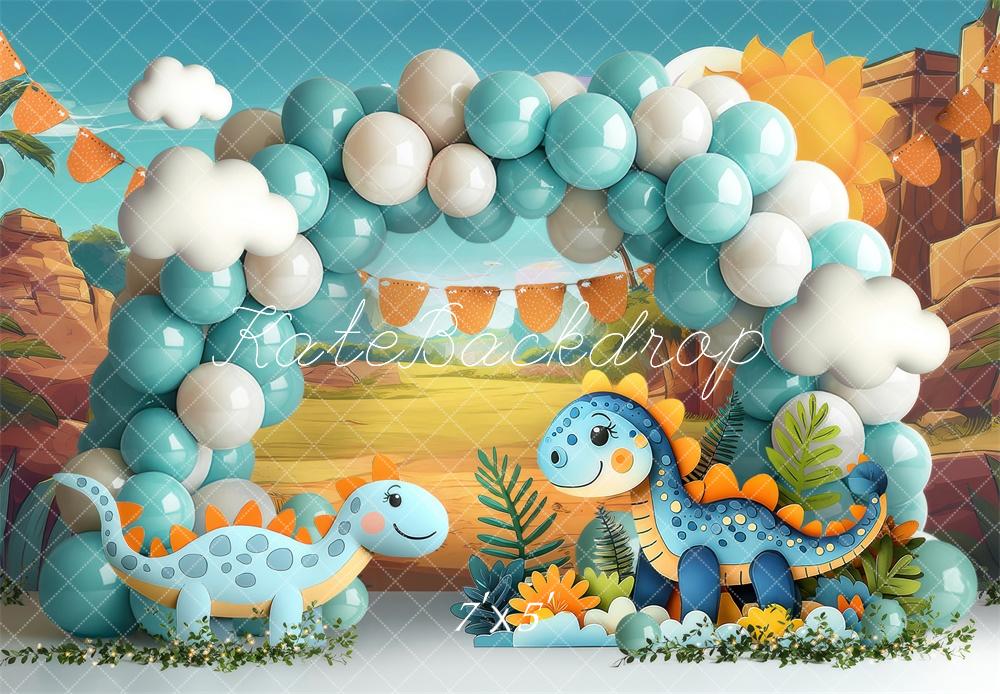 Kate Cake Smash Dinosaur Balloon Arch Backdrop Designed by Laura Bybee -UK