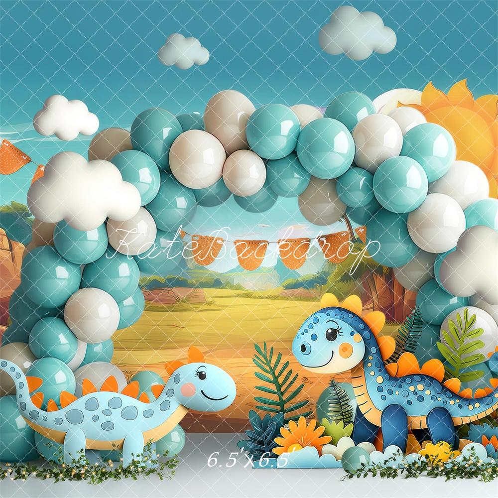 Kate Cake Smash Dinosaur Balloon Arch Backdrop Designed by Laura Bybee -UK