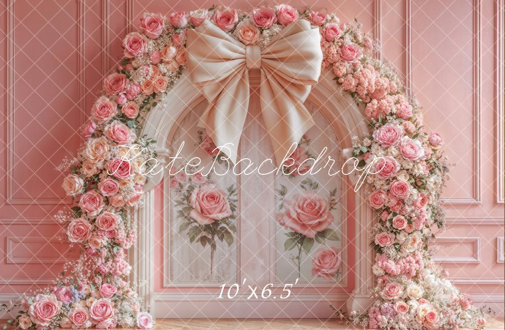 Kate Flower Arch Pink Rose Bow Backdrop Designed by Emetselch -UK