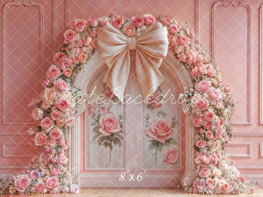 Kate Flower Arch Pink Rose Bow Backdrop Designed by Emetselch -UK