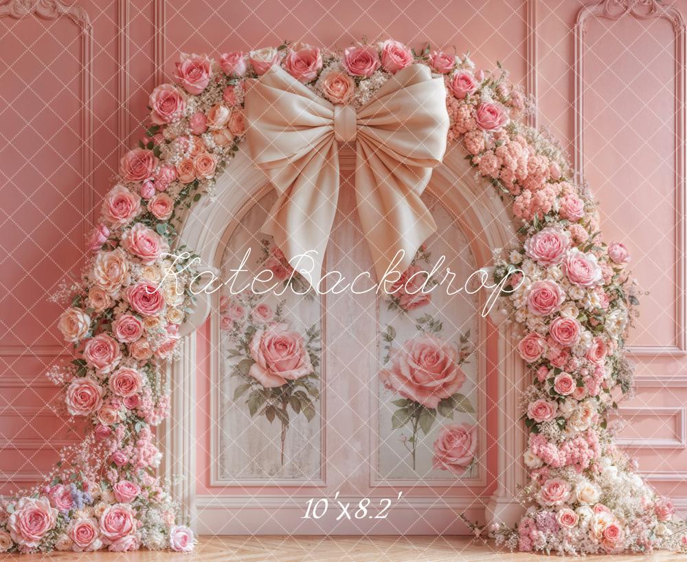 Kate Flower Arch Pink Rose Bow Backdrop Designed by Emetselch -UK