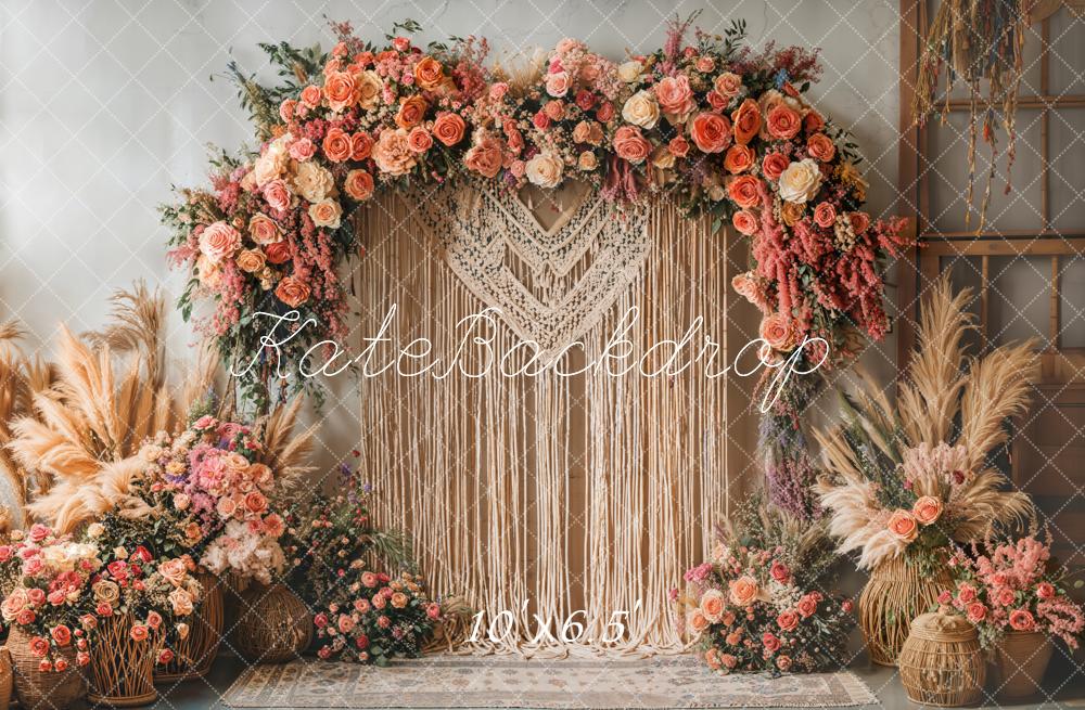 Kate Boho Flower Arch Macrame Backdrop Designed by Emetselch -UK