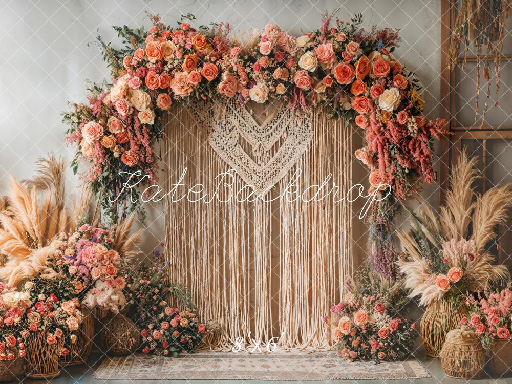 Kate Boho Flower Arch Macrame Backdrop Designed by Emetselch -UK