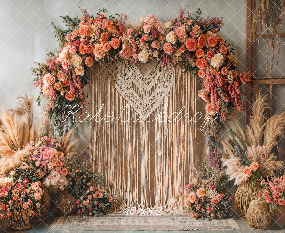 Kate Boho Flower Arch Macrame Backdrop Designed by Emetselch -UK