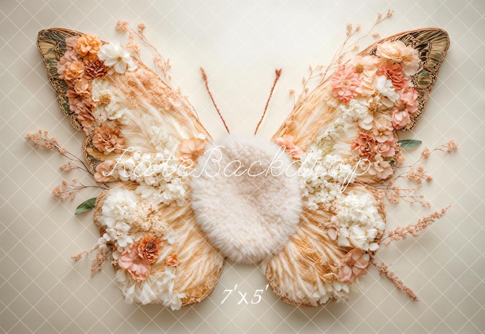 Lightning Deals Kate Newborn Floral Butterfly Wings Floor Backdrop Designed by Emetselch -UK