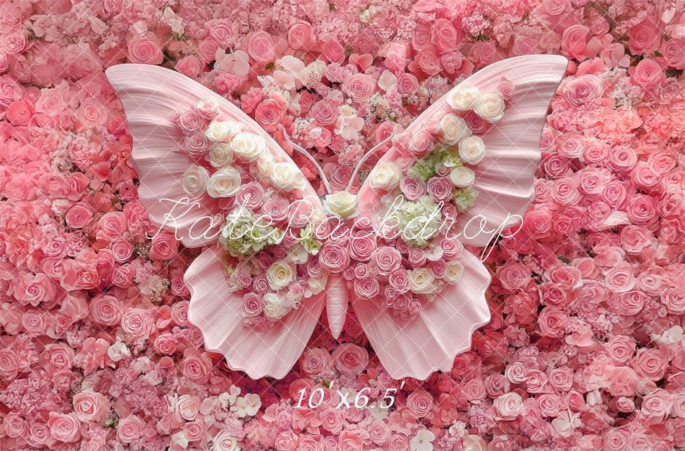 Kate Newborn Floral Butterfly Pink Floor Backdrop Designed by Mini MakeBelieve -UK