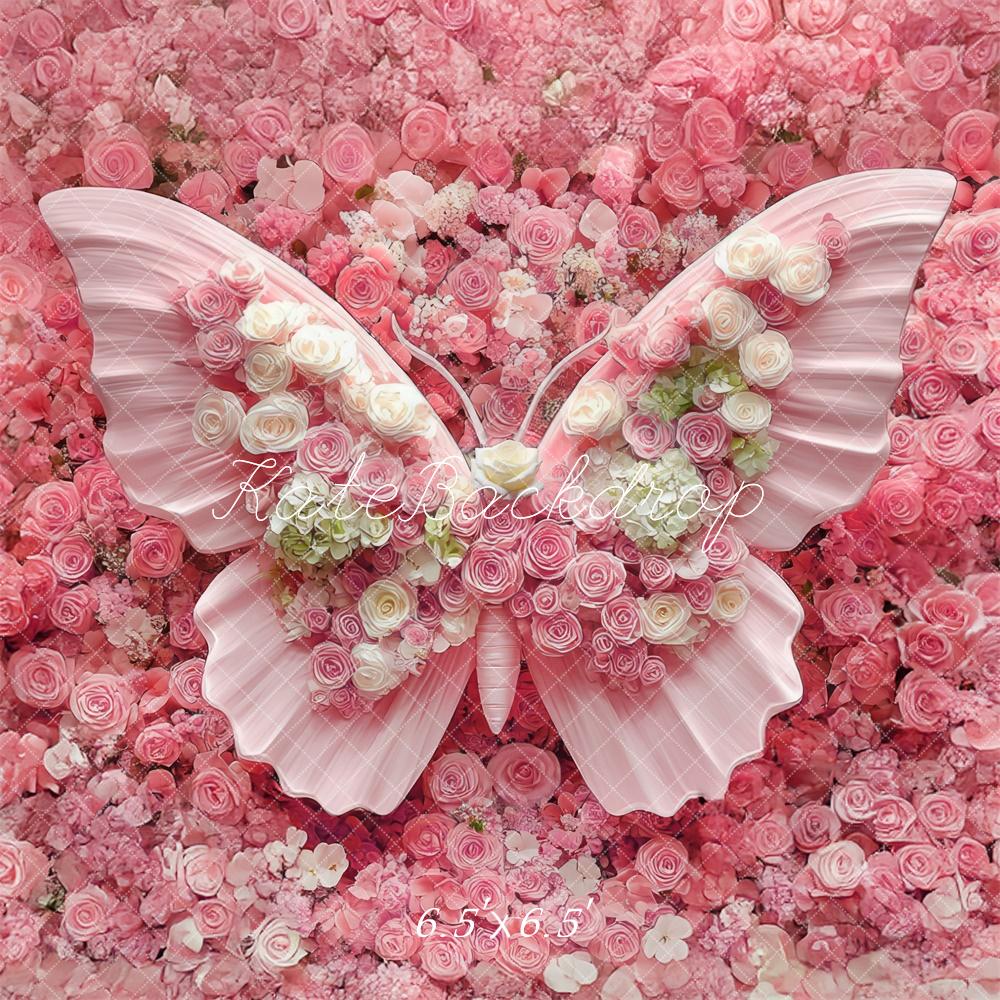 Kate Newborn Floral Butterfly Pink Floor Backdrop Designed by Mini MakeBelieve -UK