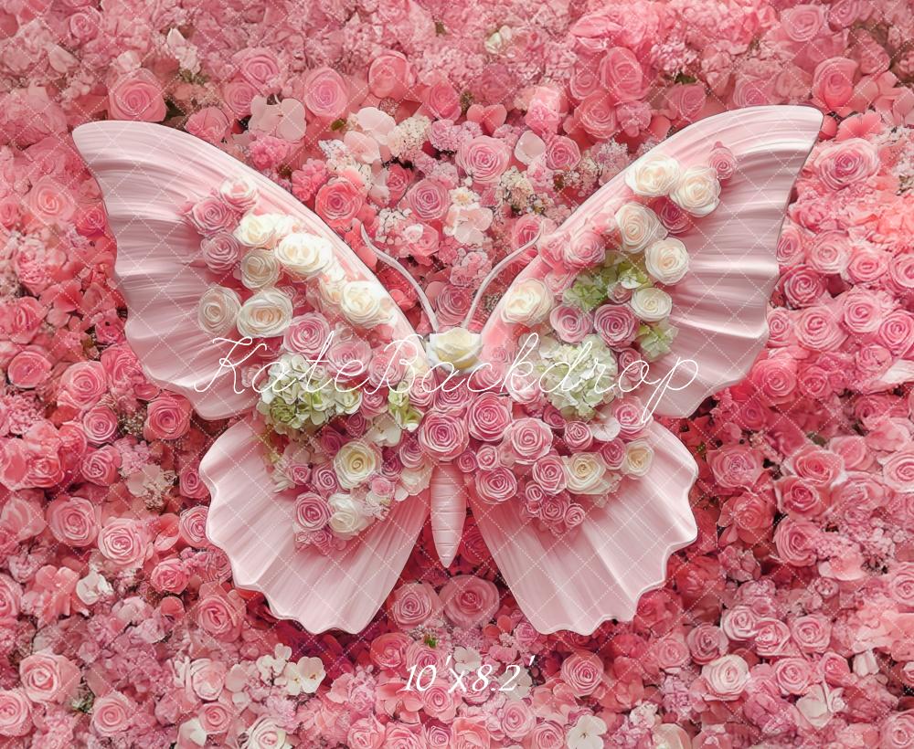 Kate Newborn Floral Butterfly Pink Floor Backdrop Designed by Mini MakeBelieve -UK