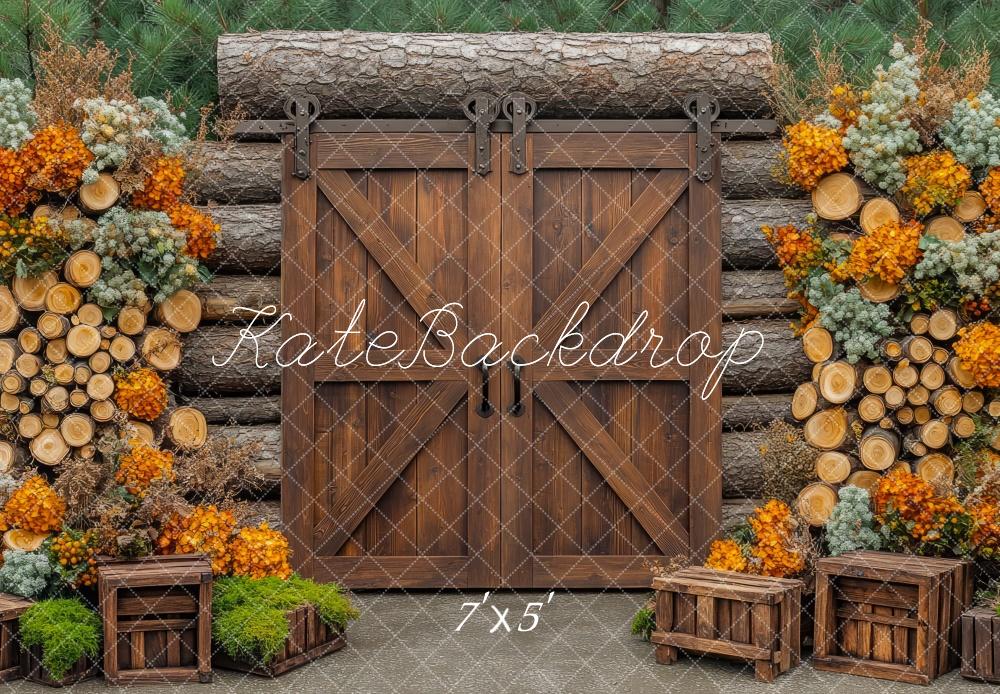 Kate Spring Barn Door Cabin Woods Backdrop Designed by Mini MakeBelieve -UK