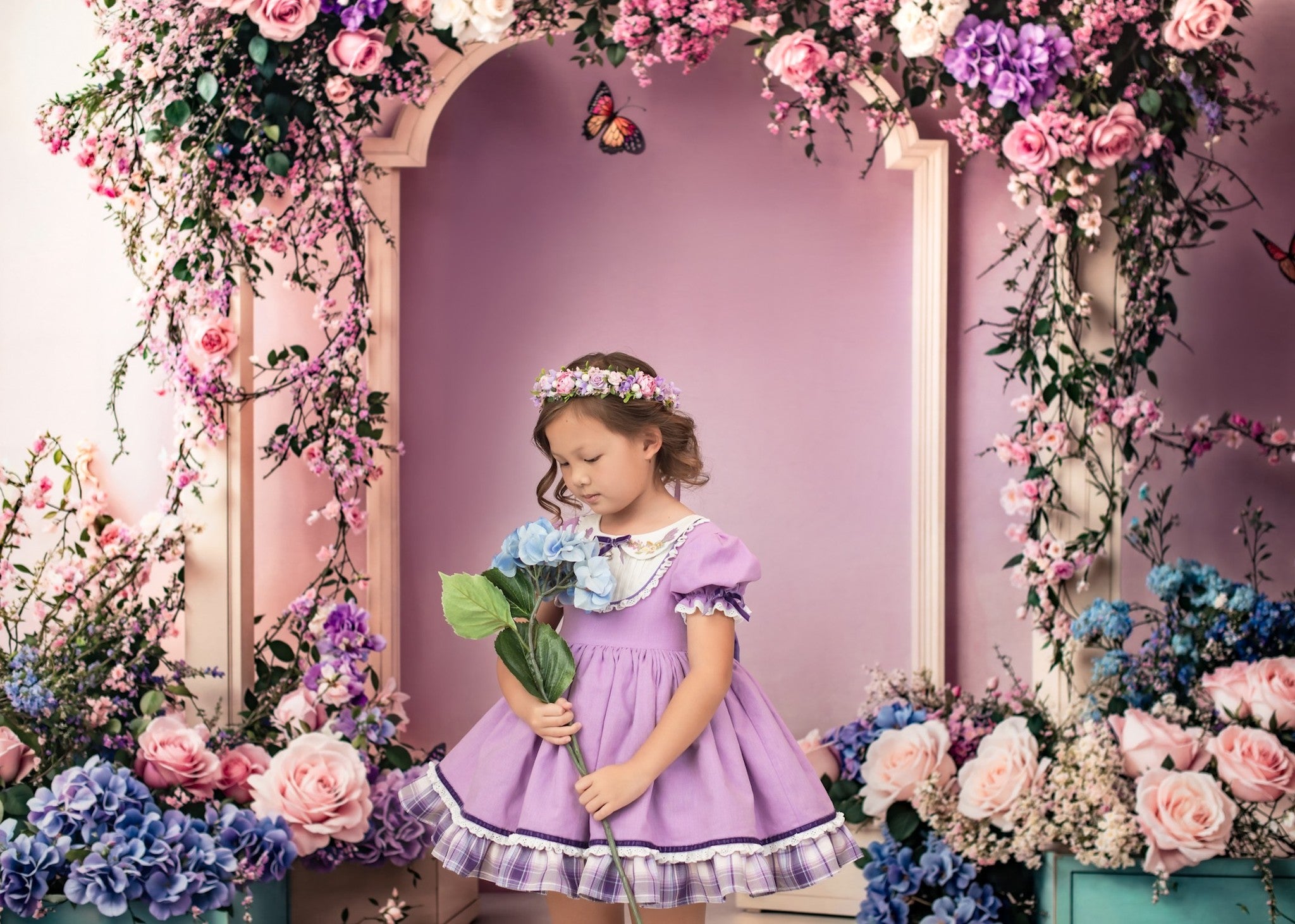 Kate Spring Wedding Floral Arch Light Purple Backdrop Designed by Emetselch -UK