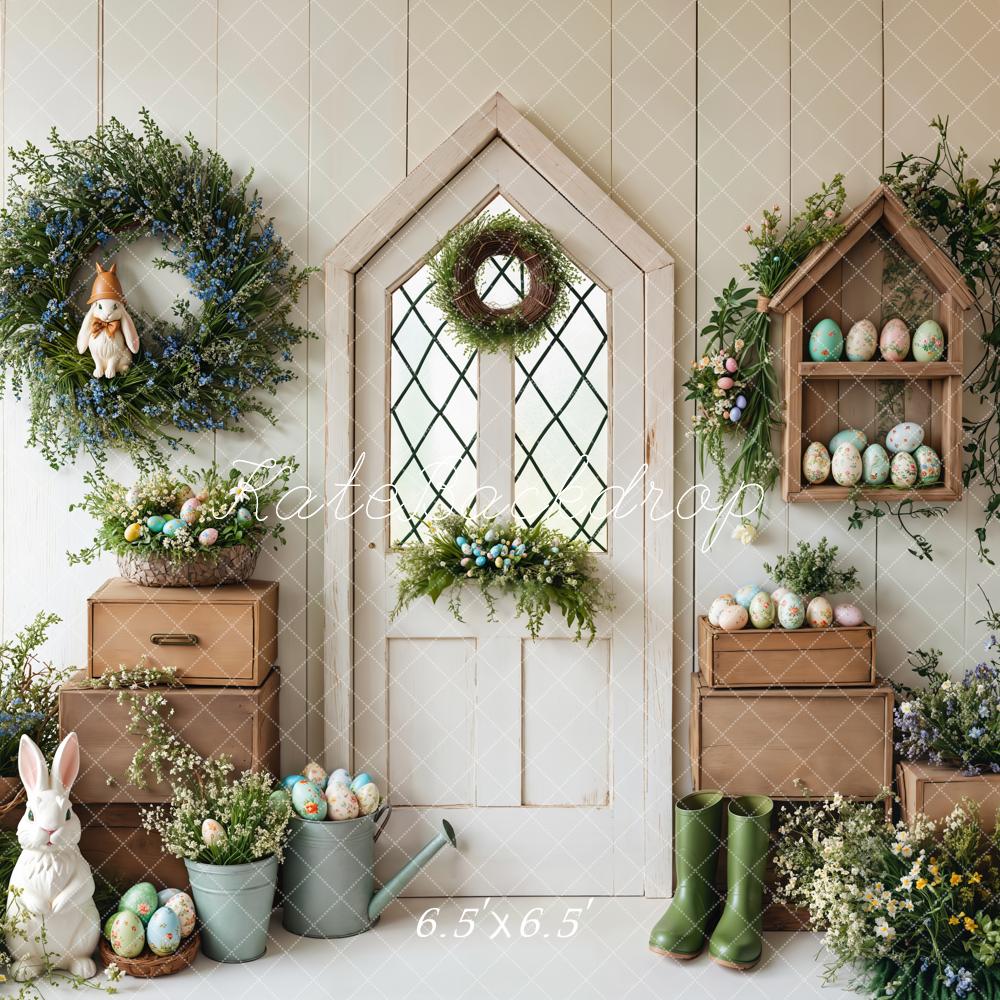 On Sale Kate Easter Bunny Spring White Door Backdrop Designed by Emetselch -UK