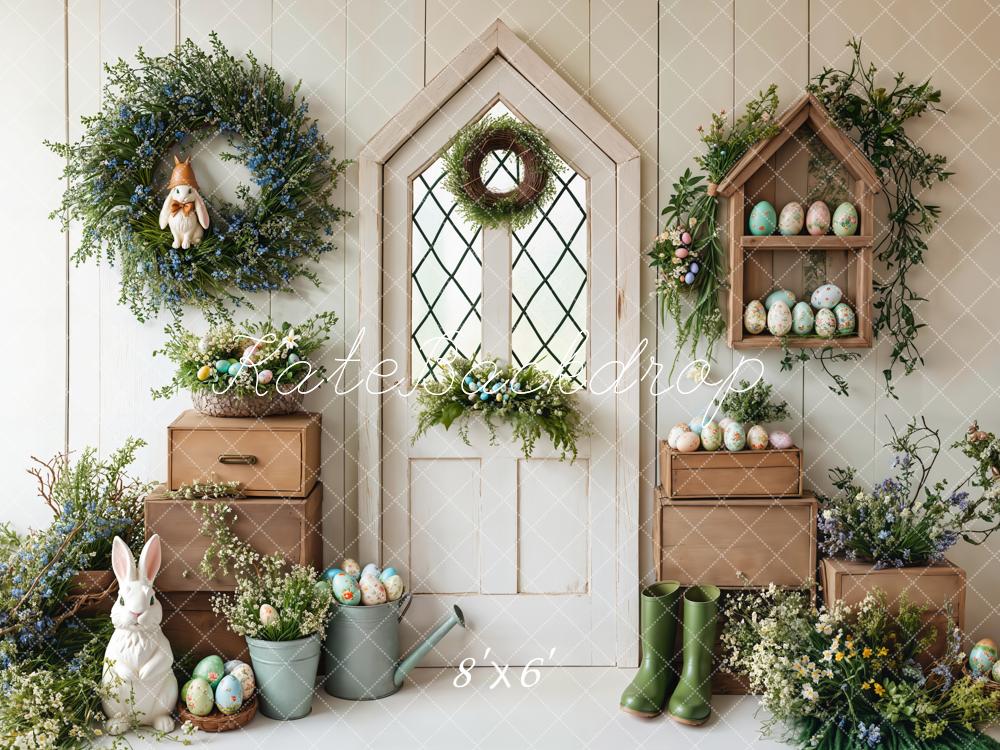 On Sale Kate Easter Bunny Spring White Door Backdrop Designed by Emetselch -UK
