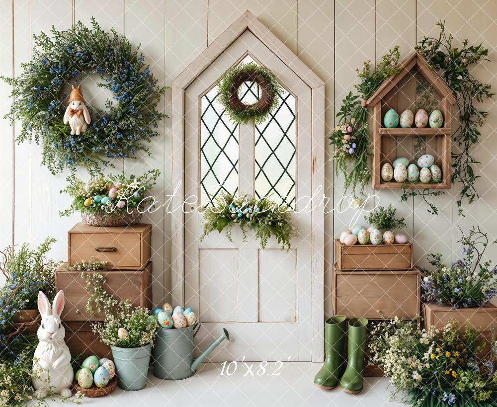 On Sale Kate Easter Bunny Spring White Door Backdrop Designed by Emetselch -UK