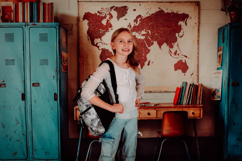 On Sale Kate Back To School Vintage Blue Locker Map Backdrop Designed by Emetselch -UK