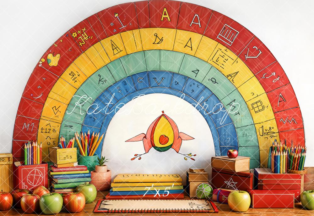 Kate Back to School Rainbow Pencils Backdrop Designed by Emetselch -UK