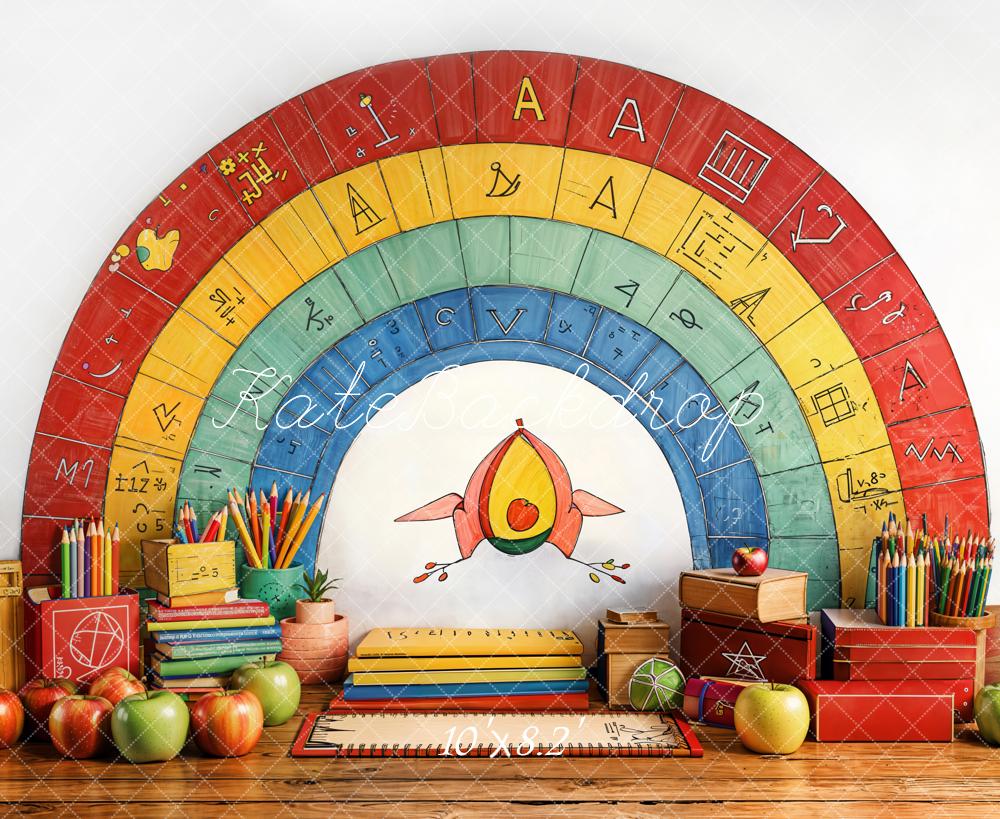 Kate Back to School Rainbow Pencils Backdrop Designed by Emetselch -UK