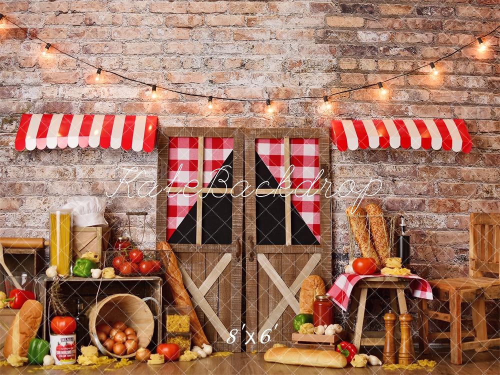 Kate Cake Smash Italian Pasta Rustic Backdrop Designed by Mandy Ringe Photography -UK