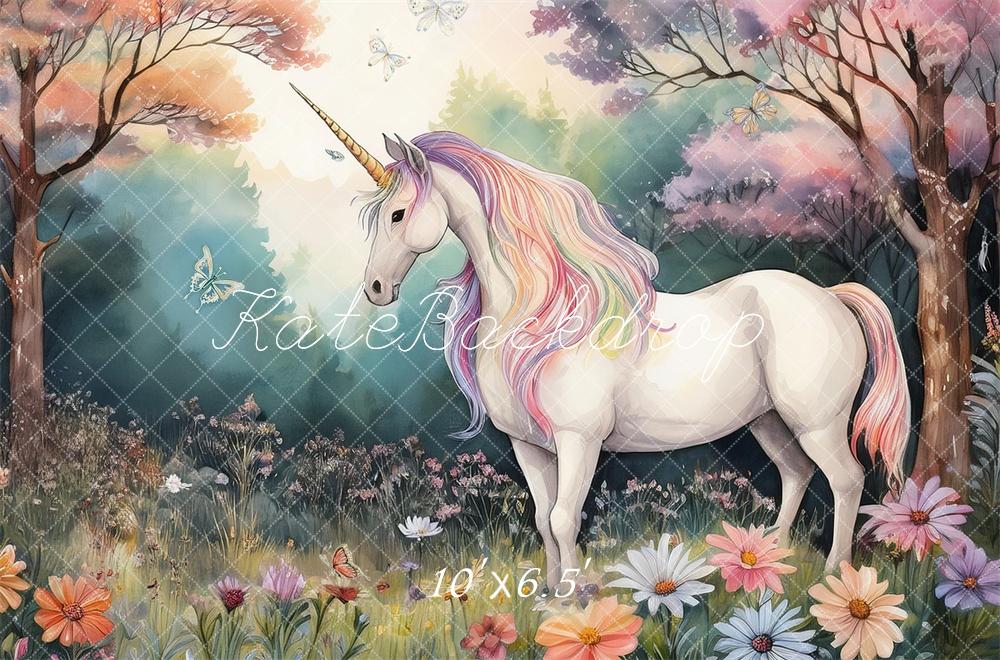 Kate Fantasy Pastel Unicorn Forest Backdrop Designed by Mandy Ringe Photography -UK