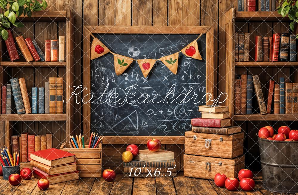 Kate Back to School Blackboard Books Apple Backdrop Designed by Emetselch -UK