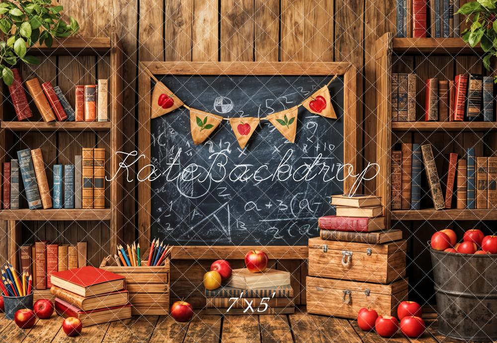 Kate Back to School Blackboard Books Apple Backdrop Designed by Emetselch -UK