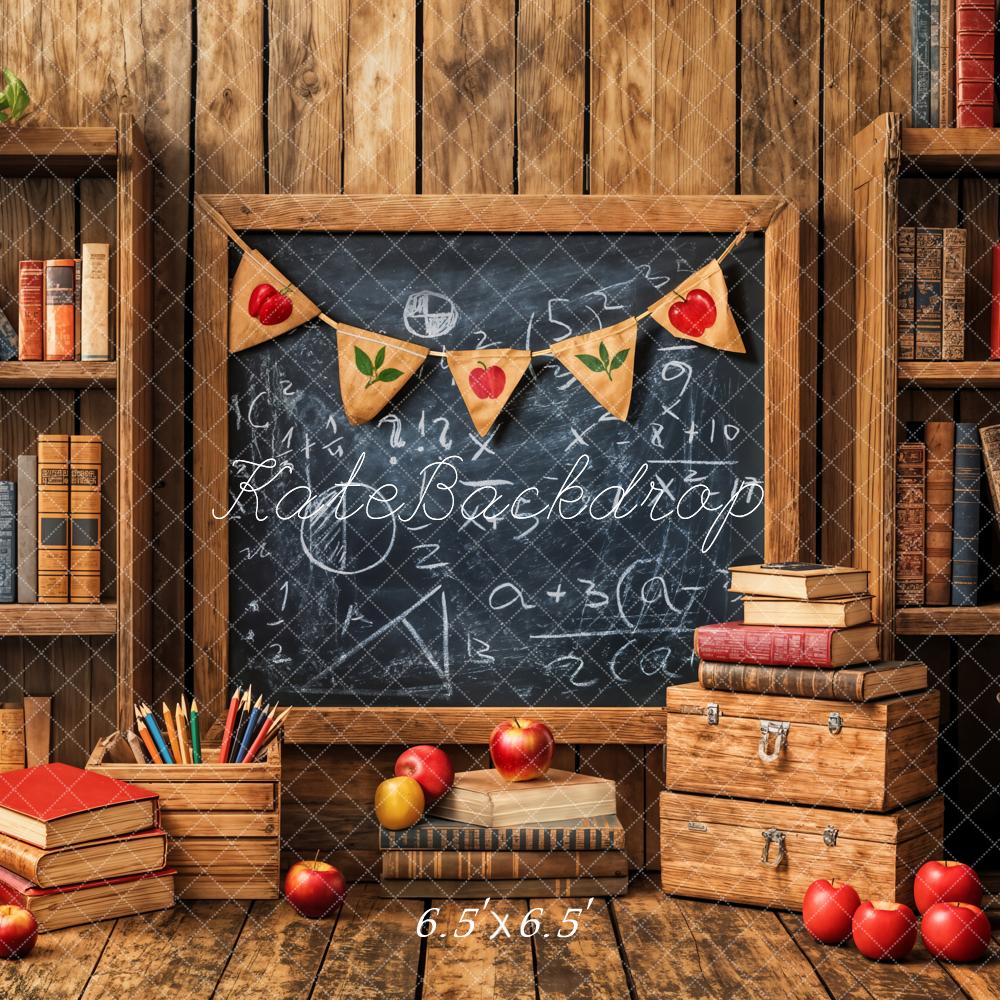 Kate Back to School Blackboard Books Apple Backdrop Designed by Emetselch -UK
