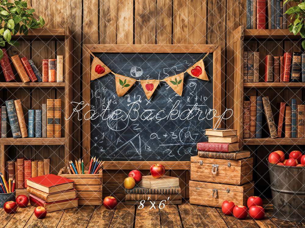 Kate Back to School Blackboard Books Apple Backdrop Designed by Emetselch -UK