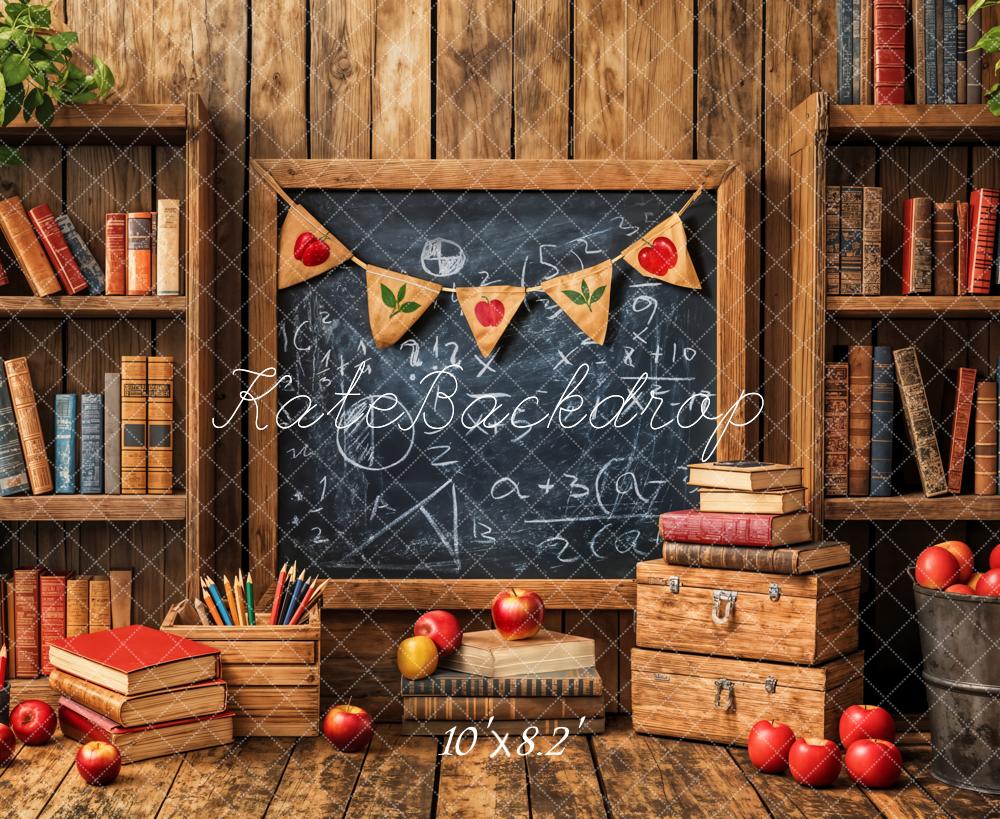 Kate Back to School Blackboard Books Apple Backdrop Designed by Emetselch -UK