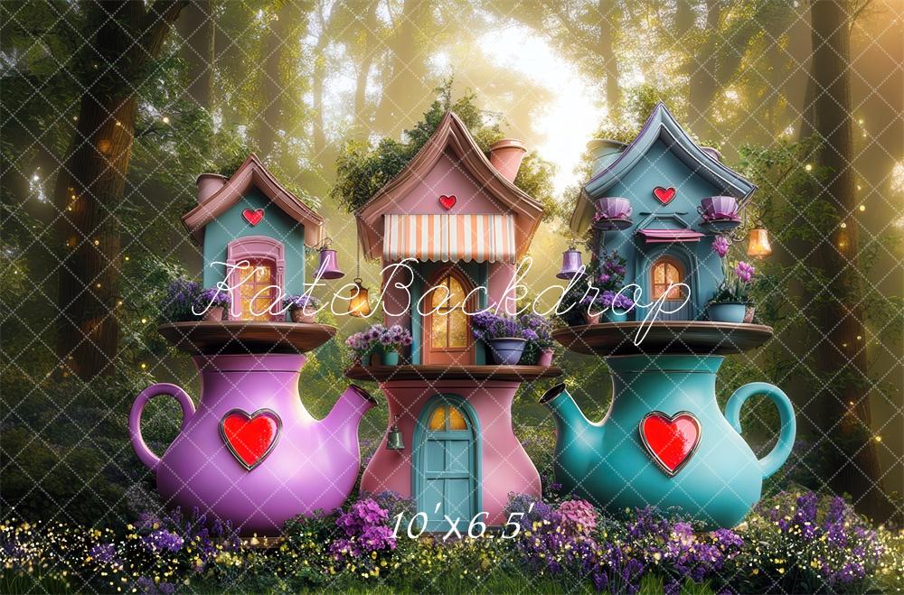 Kate Fantasy Teapot Houses Forest Backdrop Designed by Mini MakeBelieve -UK
