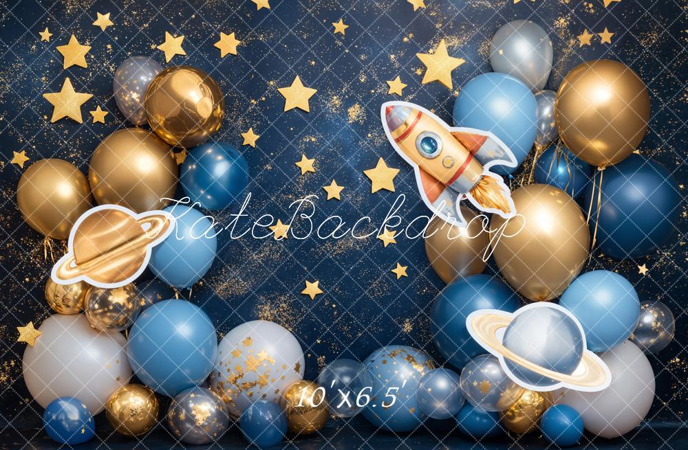 On Sale Kate Blue Cake Smash Space Rocket Balloon Backdrop Designed by Emetselch -UK
