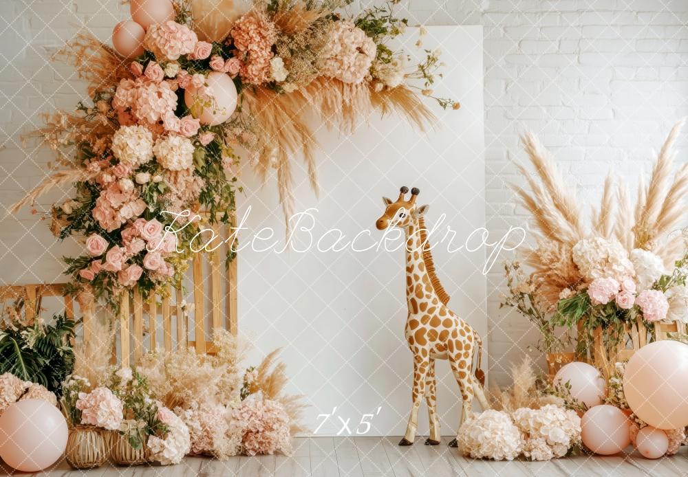 Kate Boho Floral Giraffe Backdrop Designed by Patty Robert -UK