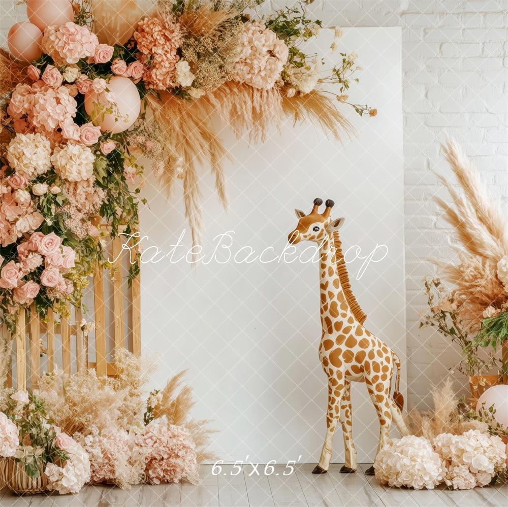 Kate Boho Floral Giraffe Backdrop Designed by Patty Robert -UK