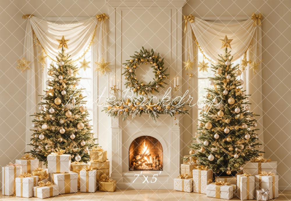 Kate Christmas Tree Fireplace Wreath Gifts Backdrop Designed by Emetselch -UK