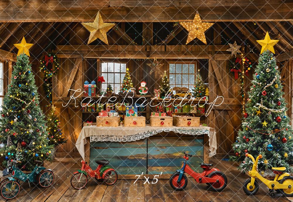 Kate Christmas Trees Rustic Gifts Bikes Backdrop Designed by Emetselch -UK