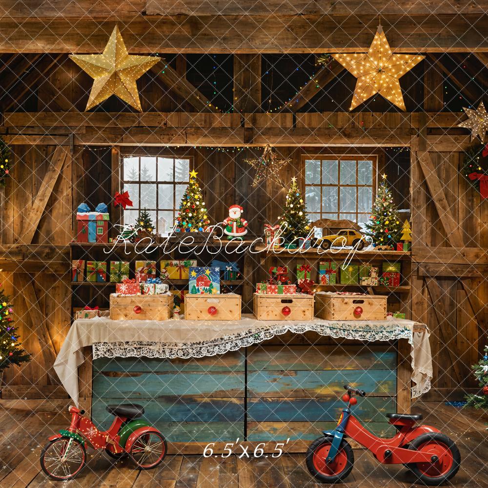 Kate Christmas Trees Rustic Gifts Bikes Backdrop Designed by Emetselch -UK