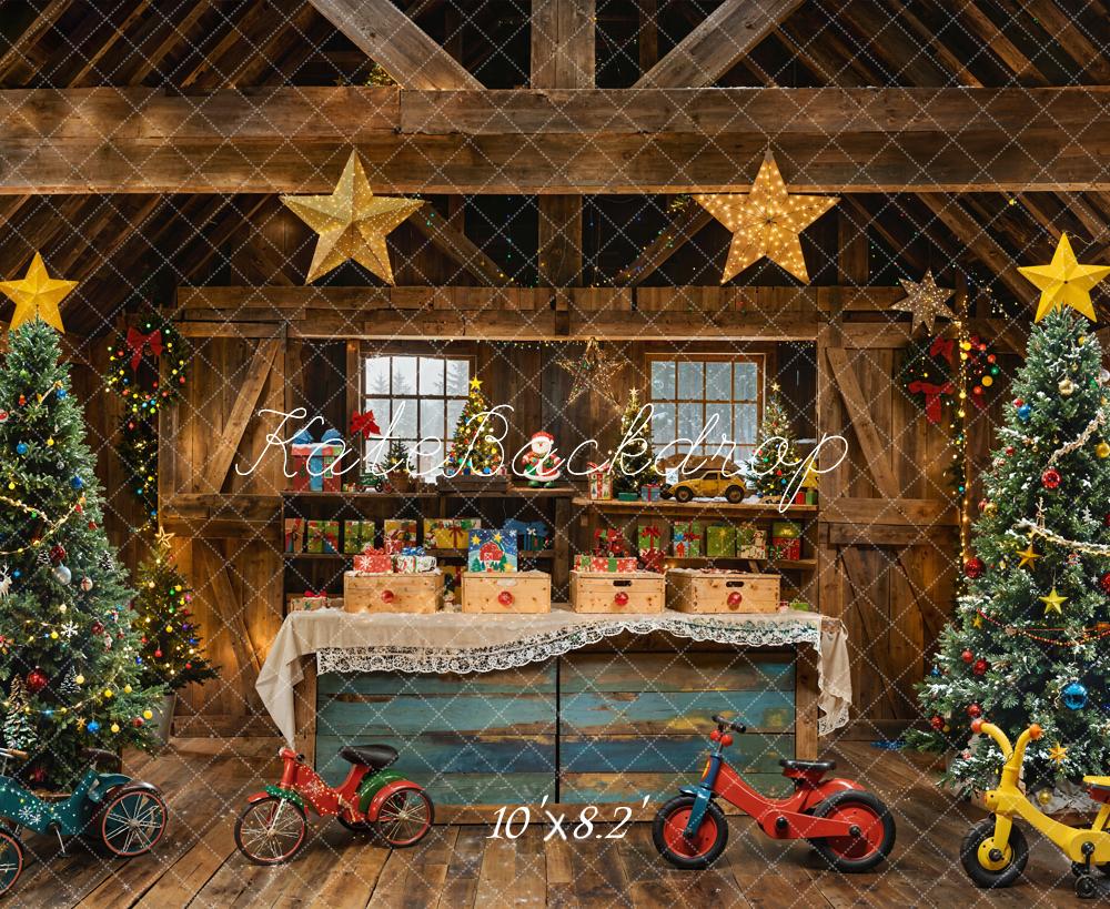 Kate Christmas Trees Rustic Gifts Bikes Backdrop Designed by Emetselch -UK