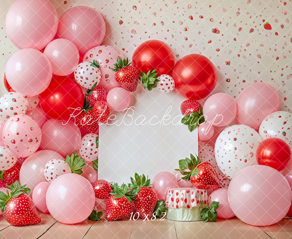 Kate Cake Smash Spring Strawberry Balloon Backdrop Designed by Emetselch -UK
