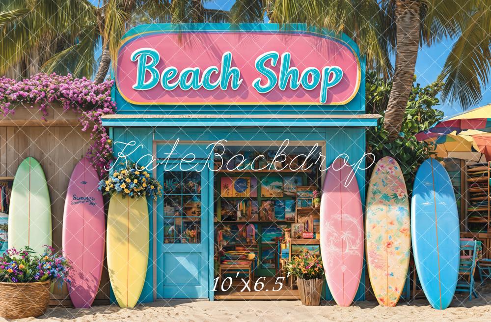 Kate Summer Beach Shop Surfboards Backdrop Designed by Emetselch -UK