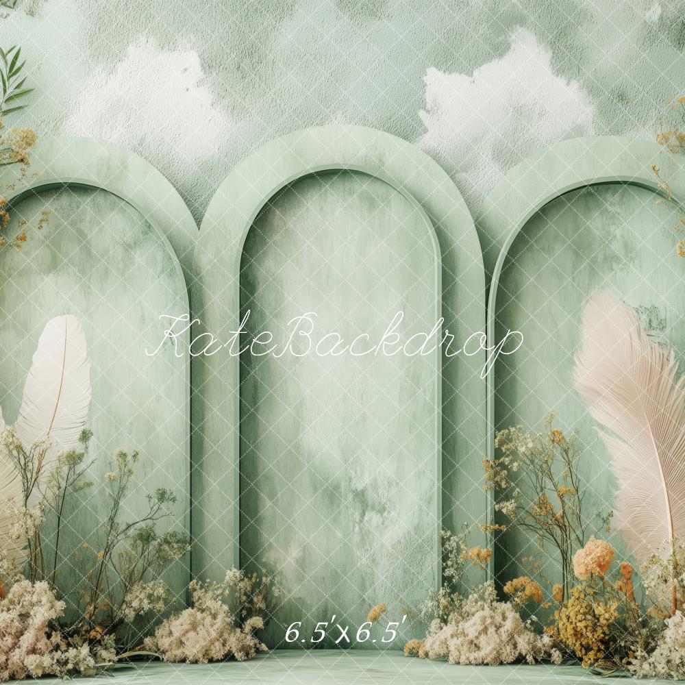 Kate Boho Floral Green Arched Panels Backdrop Designed by Patty Robert -UK