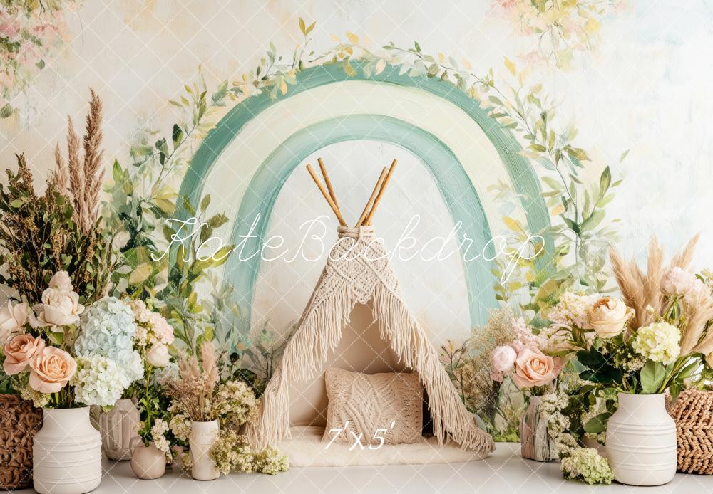 Kate Boho Green Arch Teepee Backdrop Designed by Patty Robert -UK